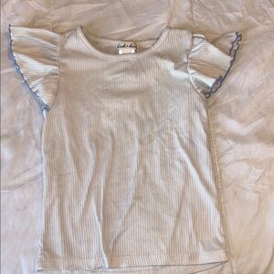 Derek Heart Cream Ruffle Sleeve Tee